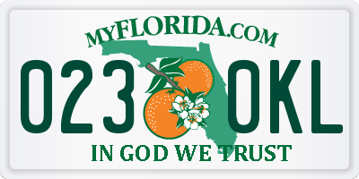 FL license plate 0230KL