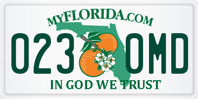 FL license plate 0230MD