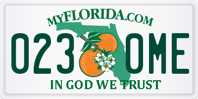 FL license plate 0230ME