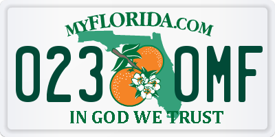 FL license plate 0230MF