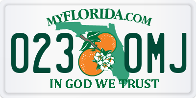 FL license plate 0230MJ