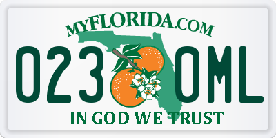 FL license plate 0230ML