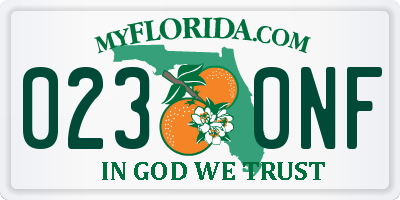 FL license plate 0230NF