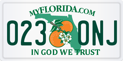 FL license plate 0230NJ