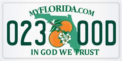 FL license plate 0230OD