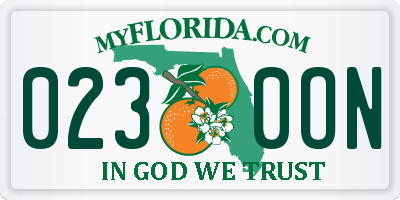 FL license plate 0230ON