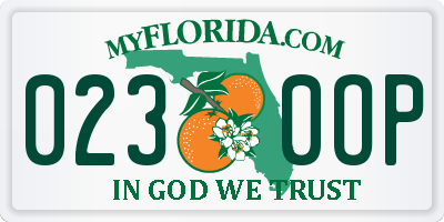 FL license plate 0230OP