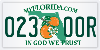 FL license plate 0230OR