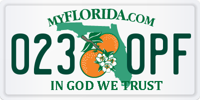 FL license plate 0230PF