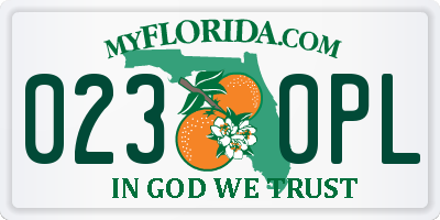 FL license plate 0230PL