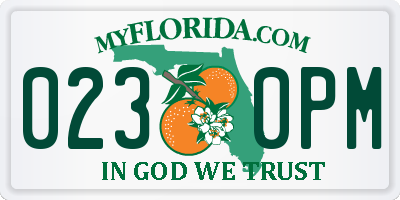 FL license plate 0230PM