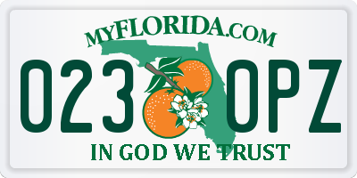 FL license plate 0230PZ
