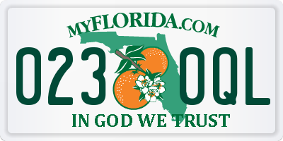 FL license plate 0230QL