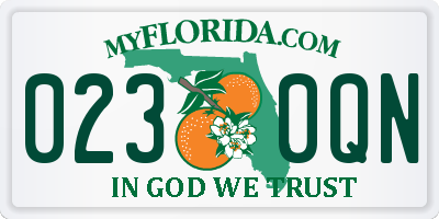 FL license plate 0230QN