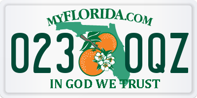 FL license plate 0230QZ