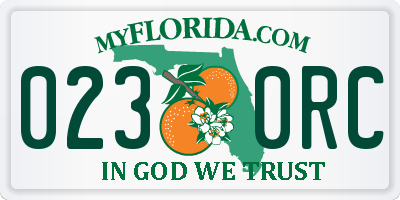 FL license plate 0230RC