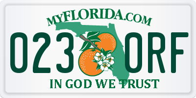 FL license plate 0230RF