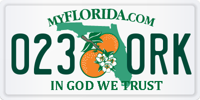 FL license plate 0230RK