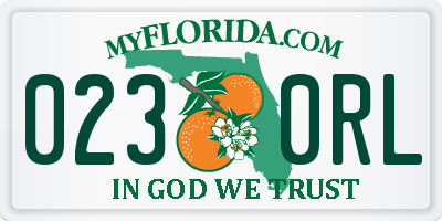 FL license plate 0230RL