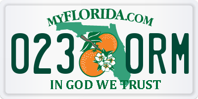 FL license plate 0230RM