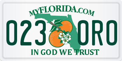FL license plate 0230RO