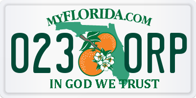 FL license plate 0230RP