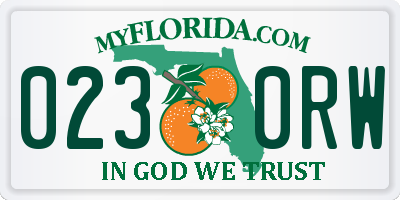 FL license plate 0230RW