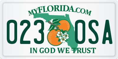 FL license plate 0230SA