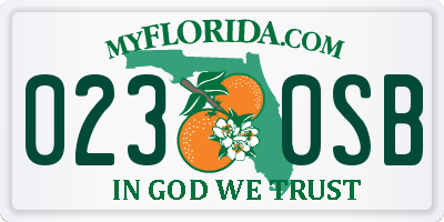 FL license plate 0230SB