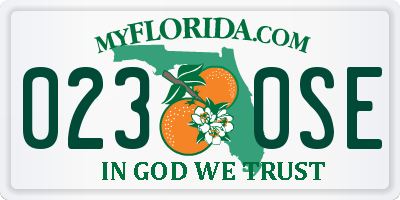 FL license plate 0230SE