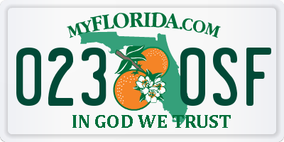 FL license plate 0230SF