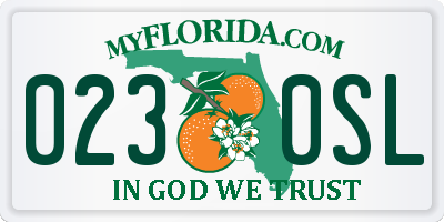 FL license plate 0230SL