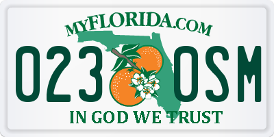 FL license plate 0230SM
