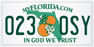 FL license plate 0230SY