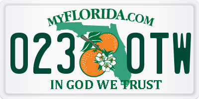 FL license plate 0230TW