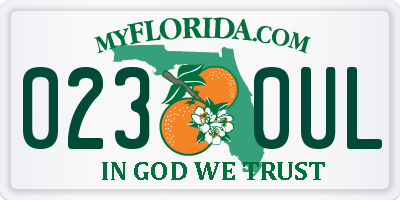 FL license plate 0230UL