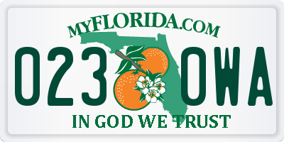 FL license plate 0230WA