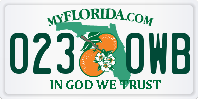 FL license plate 0230WB
