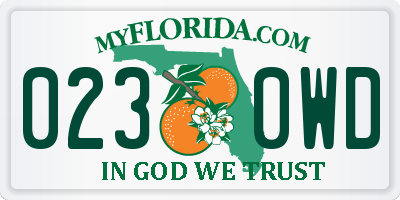FL license plate 0230WD