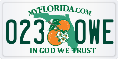 FL license plate 0230WE