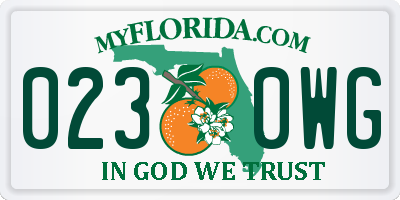 FL license plate 0230WG