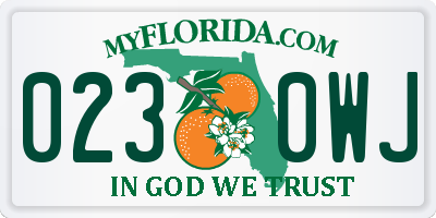 FL license plate 0230WJ