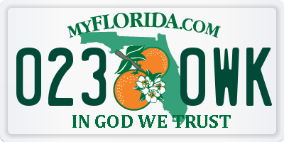 FL license plate 0230WK