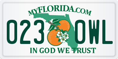 FL license plate 0230WL