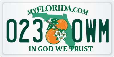 FL license plate 0230WM