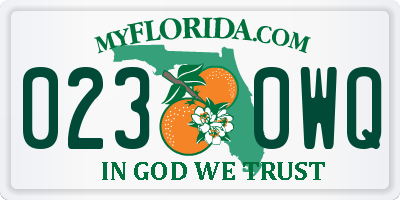 FL license plate 0230WQ
