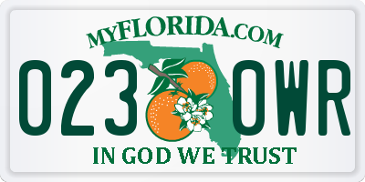 FL license plate 0230WR
