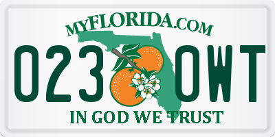 FL license plate 0230WT
