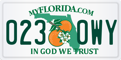 FL license plate 0230WY