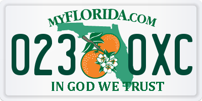 FL license plate 0230XC
